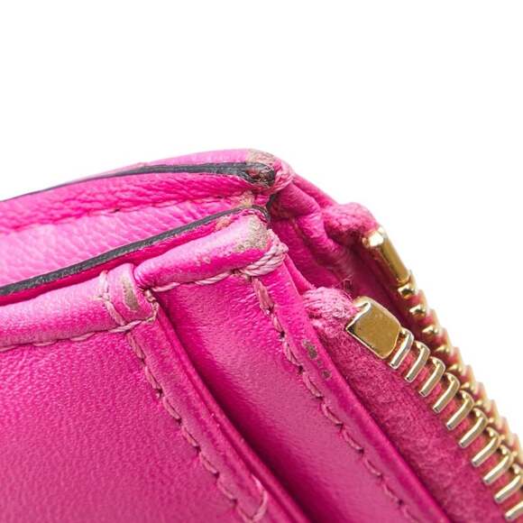 Valentino Roman Stud Coin Case Pink Gold Leather Women's VALENTINO - Picture 5 of 9